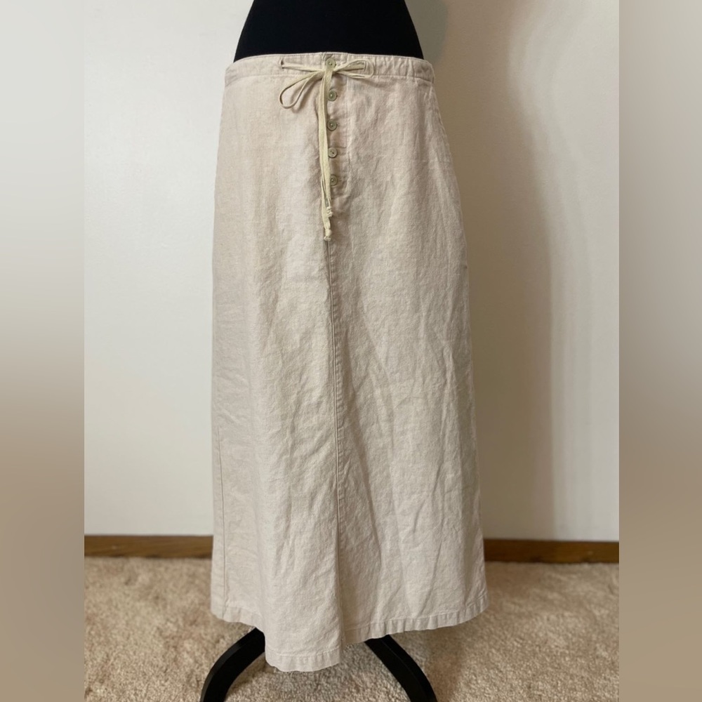 Long Eddie Bauer tan linen skirt